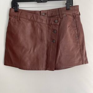 We The Free Chestnut Faux Leather Skirt